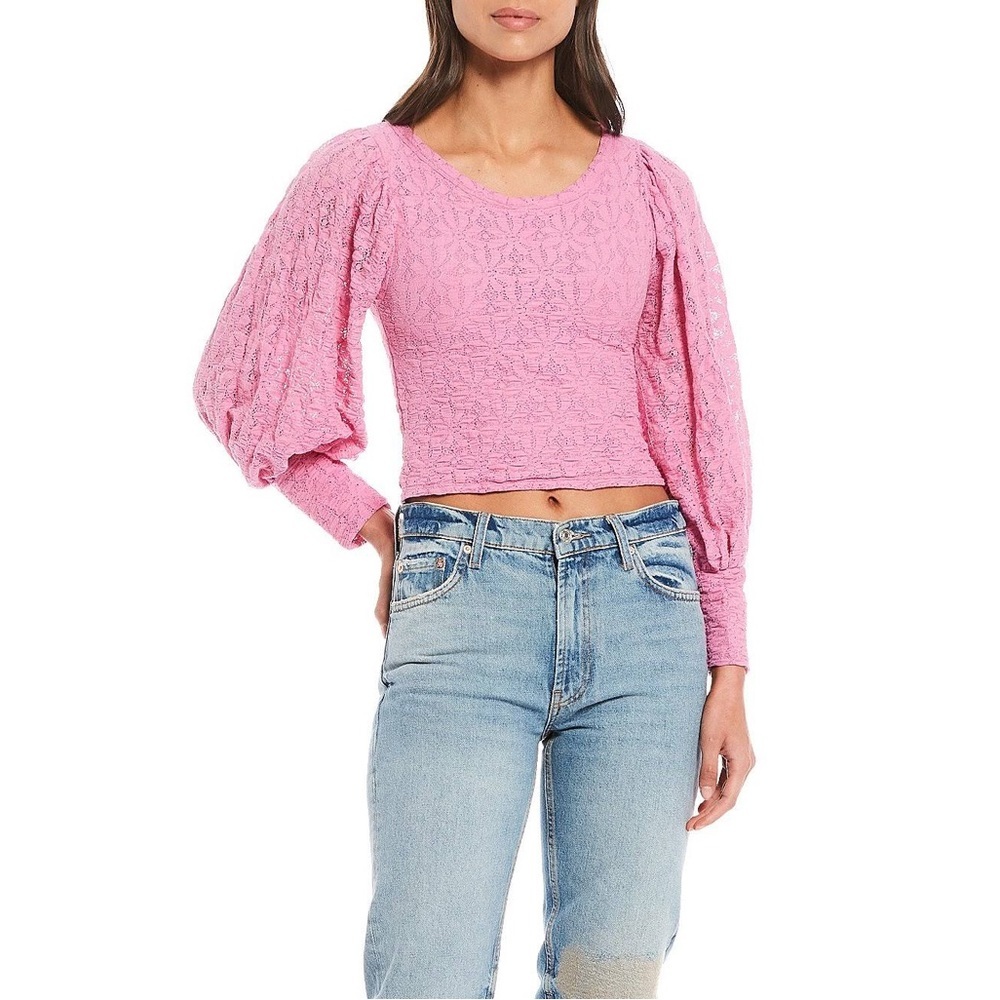 NWT Free People Plumeria Tea Time Cropped Lace Blouse Size Small